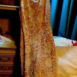 Vintage hand sewn 3/4 length sequined gown for wedding, evening, prom